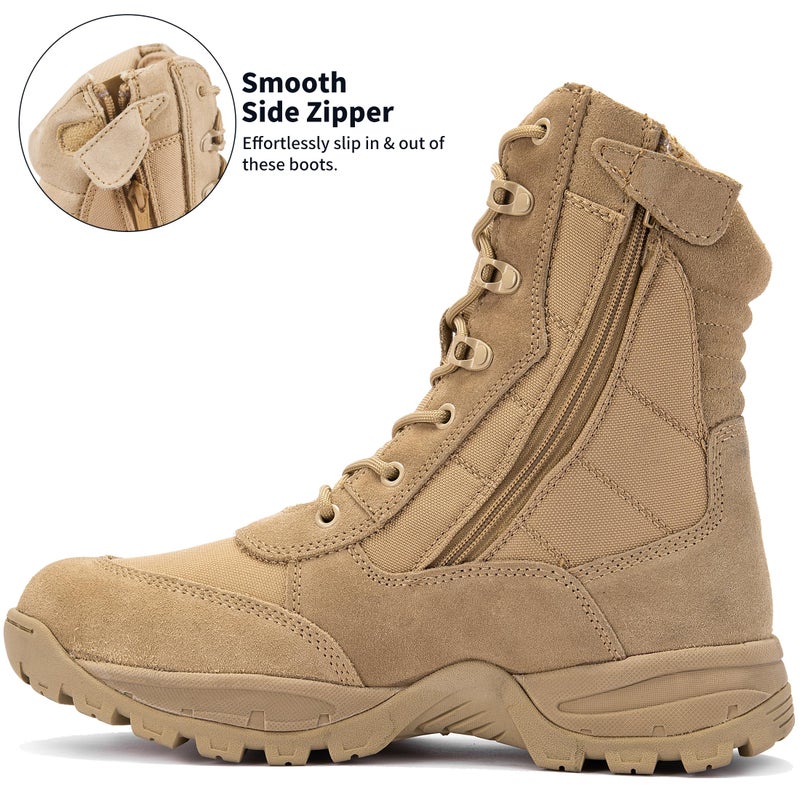 WIDEWAY Men's Tactical Work Boots Lightweight Military Combat Boot Army Desert Botas 8 inch - Image 3